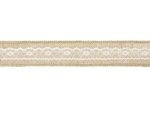 TAŚMA JUTOWA Z KORONKĄ 5X500CM