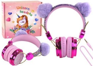 SŁUCHAWKI PRZEWODOWE Z MIKROFONEM USZKA RÓŻOWE