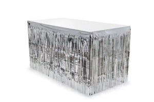 SKIRTING FOLIOWY Z FRĘDZLAMI SREBRNY 300X80CM