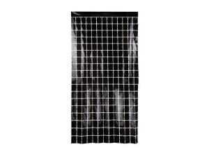 KURTYNA PARTY KWADRATY CZARNA 100X200CM