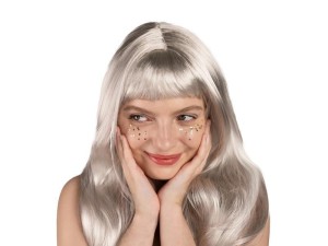 PERUKA DŁUGIE WŁOSY SREBRNA