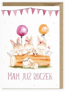 KARTKA URODZINOWA ROCZEK ZAJĄCZKI K114