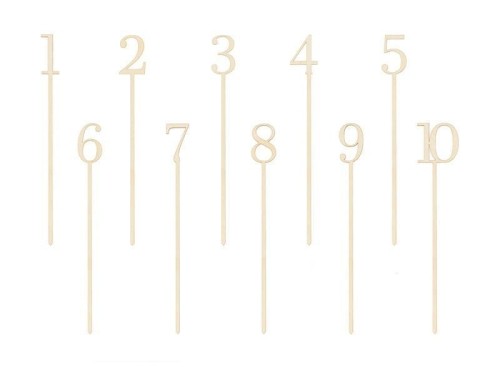 Drewniane numery na stół 25cm 10szt