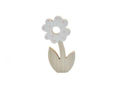 Kwiat drewniany biały 17,5cm