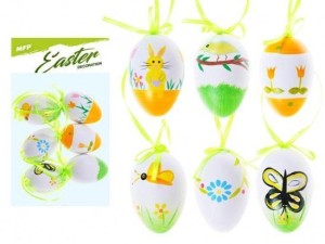 OZDOBA JAJKA PLASTIK NADRUK 6CM 6SZT