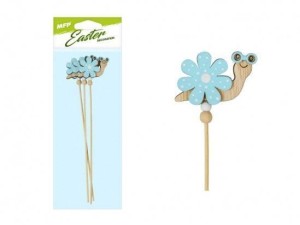 ŚLIMAK NA PATYKU KWIATEK NIEBIESKI 28CM 3SZT