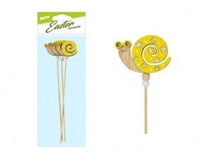 ŚLIMAK NA PATYKU KORONKA ŻÓŁTY 28CM 3SZT