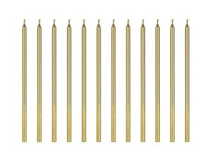 ŚWIECZKI URODZINOWE GŁADKIE ZŁOTE 14CM 12SZT