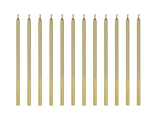 Świeczki urodzinowe gładkie złote 14cm 12szt