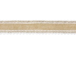 TAŚMA JUTOWA Z KORONKĄ 5X500CM