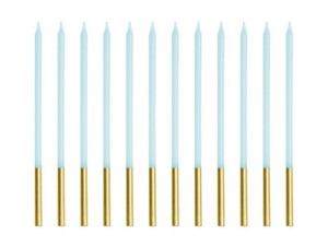 ŚWIECZKI URODZINOWE GŁADKIE BŁĘKITNE 14CM 12SZT