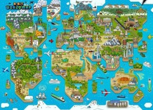 PUZZLE 1000 8-BIT MAPA ŚWIATA, BOPSTER