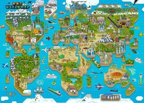 Puzzle 1000 8-BIT Mapa Świata, Bopster