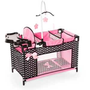 ŁÓŻECZKO DLA LALKI CZARNE Z AKCESORIAMI