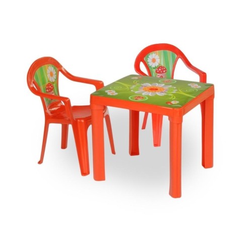 Stolik i dwa krzesła czerwony