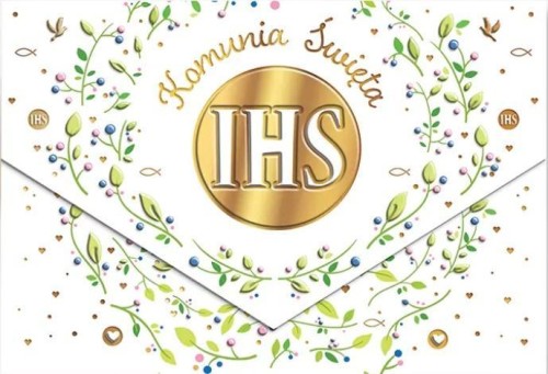 Karnet koperta A5 Komunia. Listki IHS